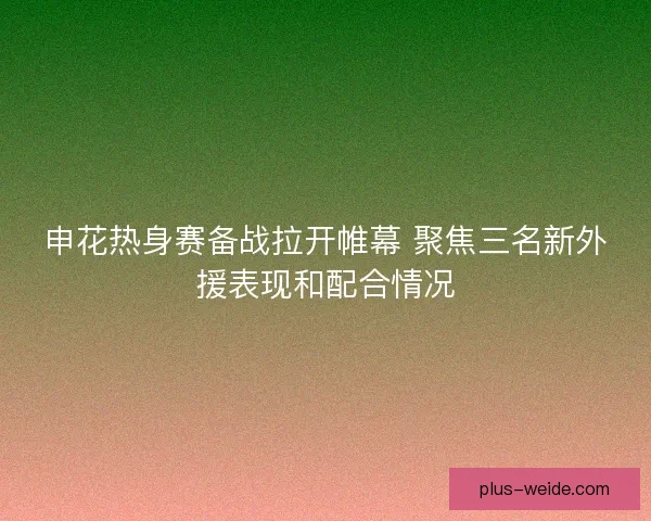 申花热身赛备战拉开帷幕 聚焦三名新外援表现和配合情况 申花热身赛备战拉开帷幕 聚焦三名新外援表现和配合情况