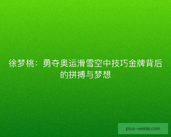 徐梦桃：勇夺奥运滑雪空中技巧金牌背后的拼搏与梦想